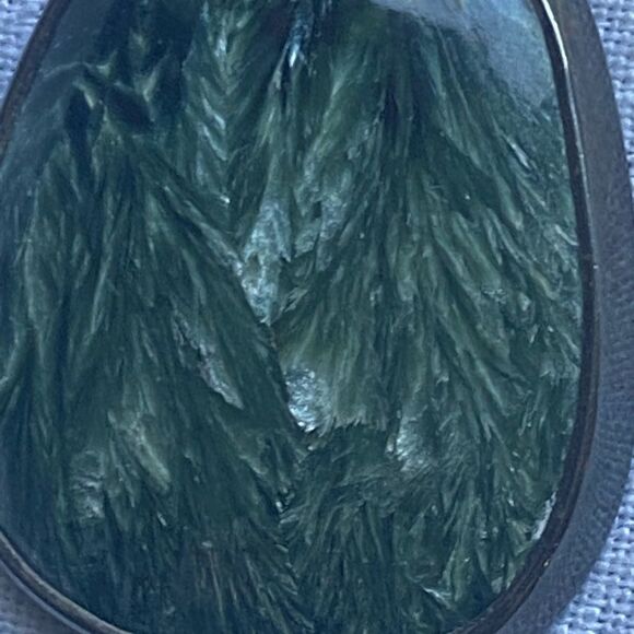 Seraphinite Pendent with Sterling Silver Italy Rope Chain Necklace - Picture 10 of 12